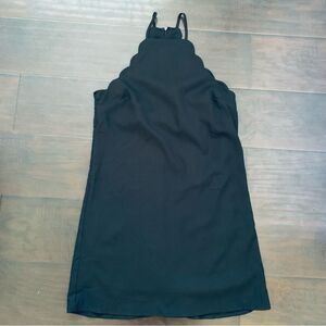 EUC Lulus High Neck Scallop Satin Mini Dress (Little Black Dress) | Size: XS